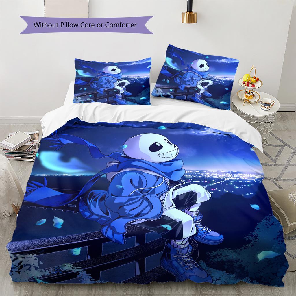 Sans  Pattern Bedding Quilt Set  Home Decoration  Gift (1 * duvet cover + 2 * pillowcase  without core)
