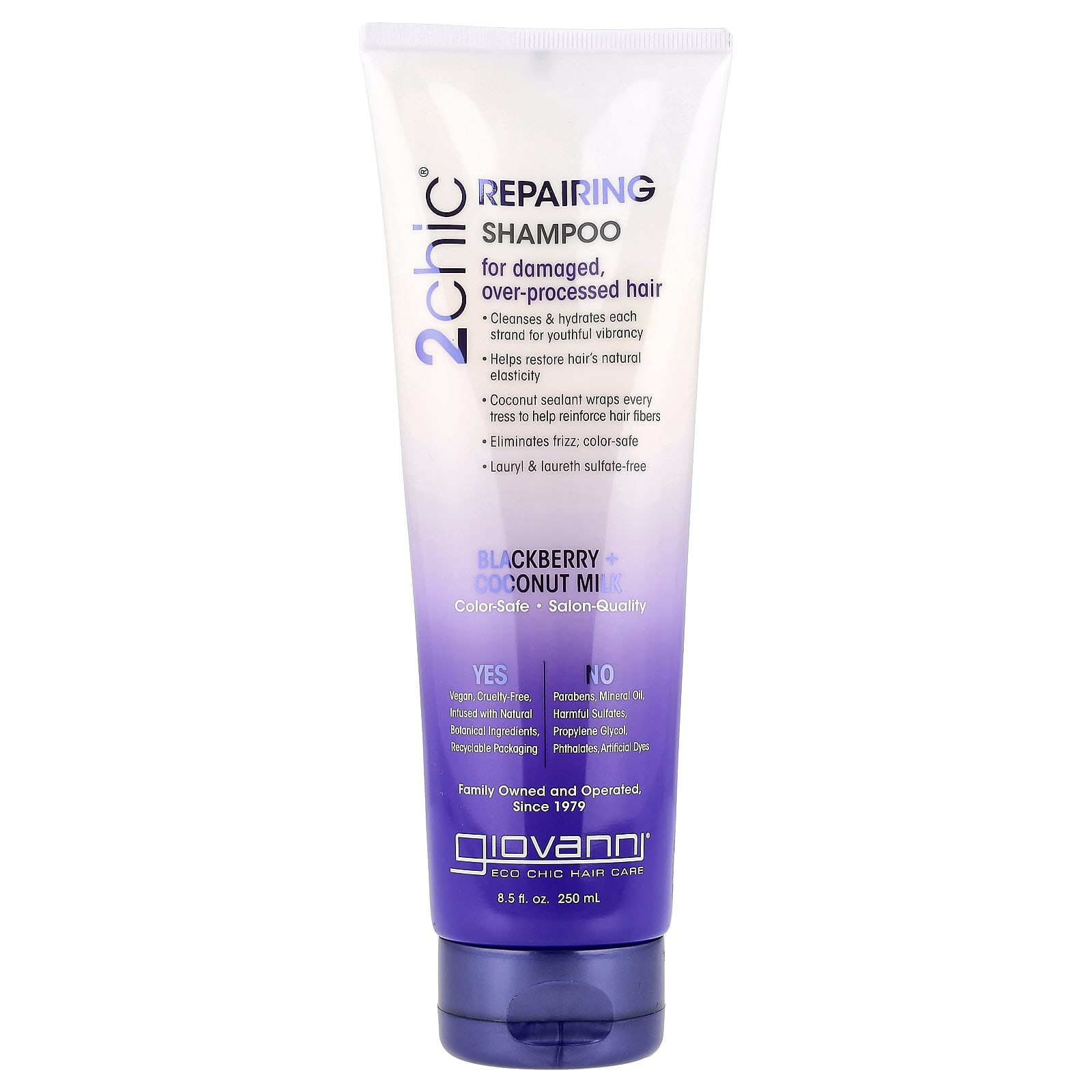 

2Chic, Repairing Shampoo, For Damaged Hair Due to Frequent Perms and Coloring, Blackberry + Coconut Milk, 250Ml (8.5Fl Oz)