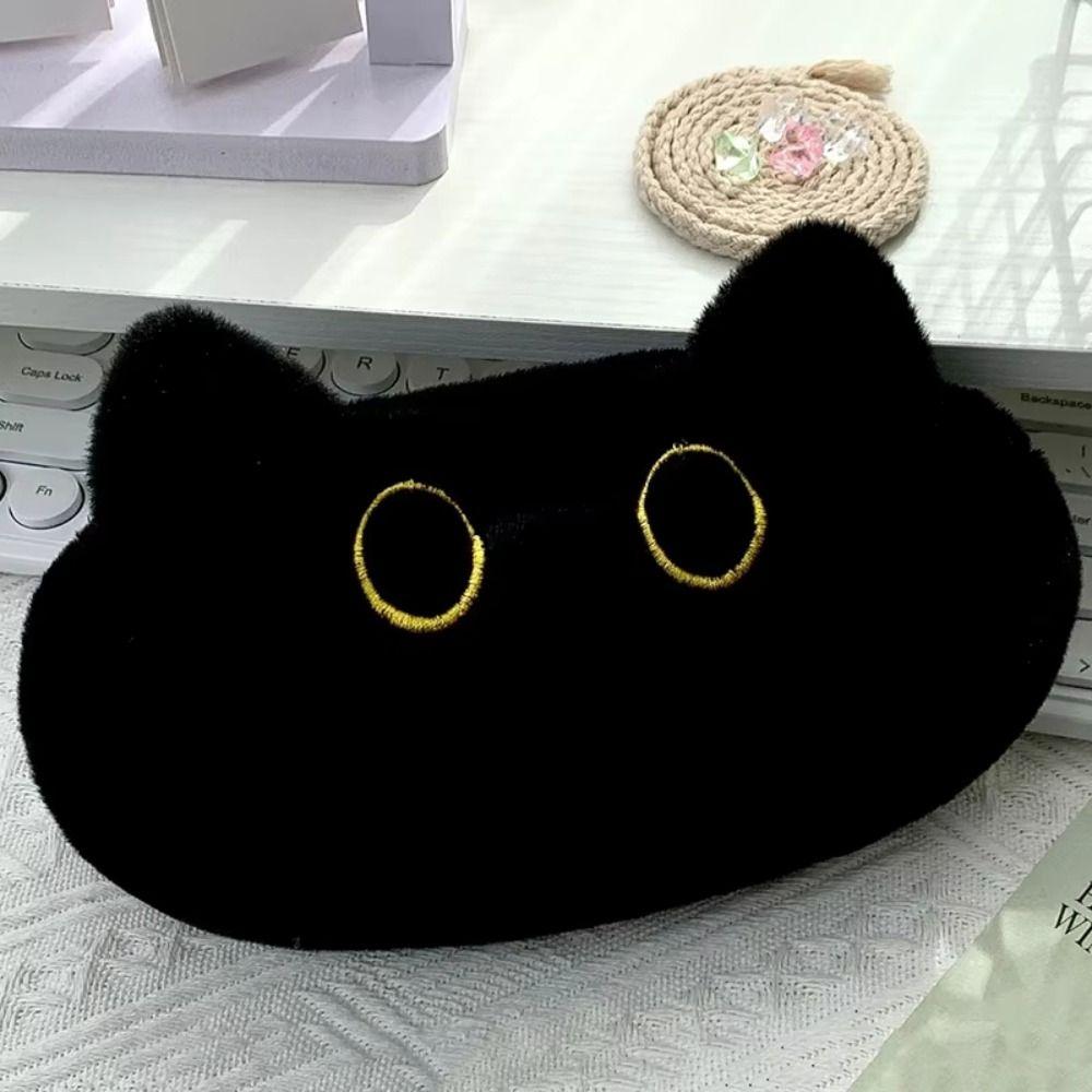 Large Capacity Cat Plush Pencil Case Animal Doll Stationery Storage Bag Black Cat Pen Bag  Boy Girl