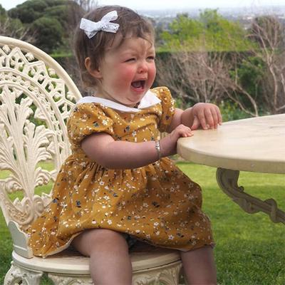 Summer Infant Baby Girls Short Sleeve Floral Print Dress Clothes Dresses
