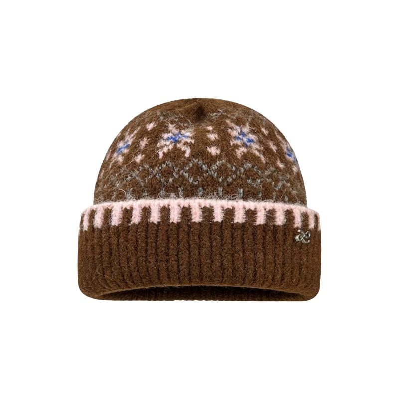 Big head circumference fashion versatile ear protection wool hat autumn and winter new retro jacquard Merad Fair Island knitted hat