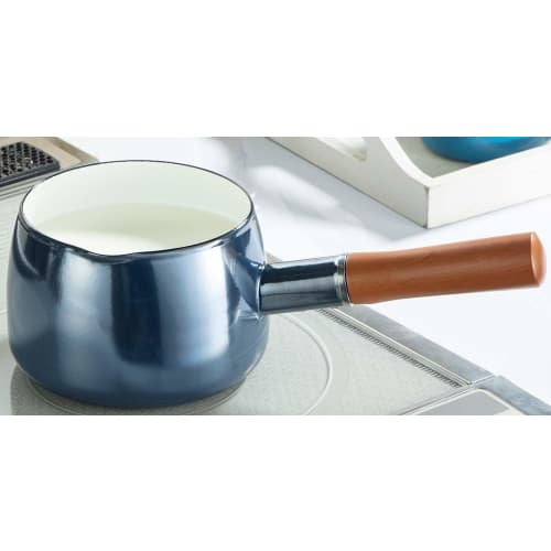 Takagi Metal Enamel Milk Pan, 14cm, 1.2L, Onyx Blue, ONB-14M
