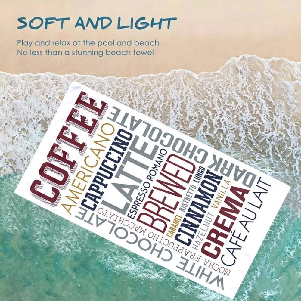 Coffee Lover Word Art Beach Towel Patterned Sunscreen And Windproof Suitable For Swimming Pool Camping Travel Blanket