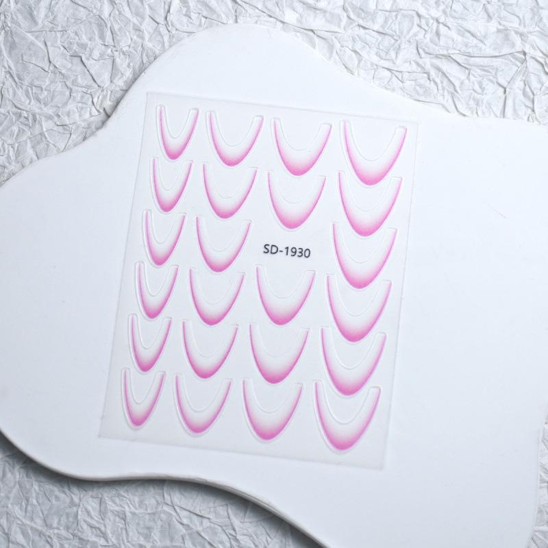 Gradient French Nail Art Stickers - Crescent Smile & Arc Decals