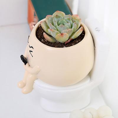 Gesichts Pflanztopf Harz Kumpel auf Toilette Blumentopf Schreibtisch Dekor Sukkulenten Topf für Zuhause
