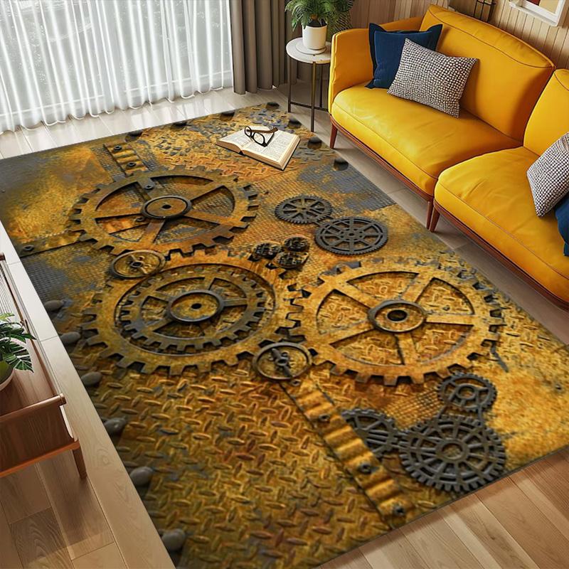 Steampunk Gears Living Room Nonslip Area Rug Soft Carpet For Bedroom Game Playroom Sofa Office Home Decor Doormat Christmas Gift C9301630