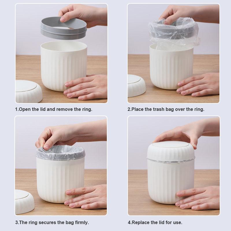 Mini Desktop Trash Can Durable Plastic Waste Bin with Lid Garbage Organizer for Bedroom Office Desk Home Supplies