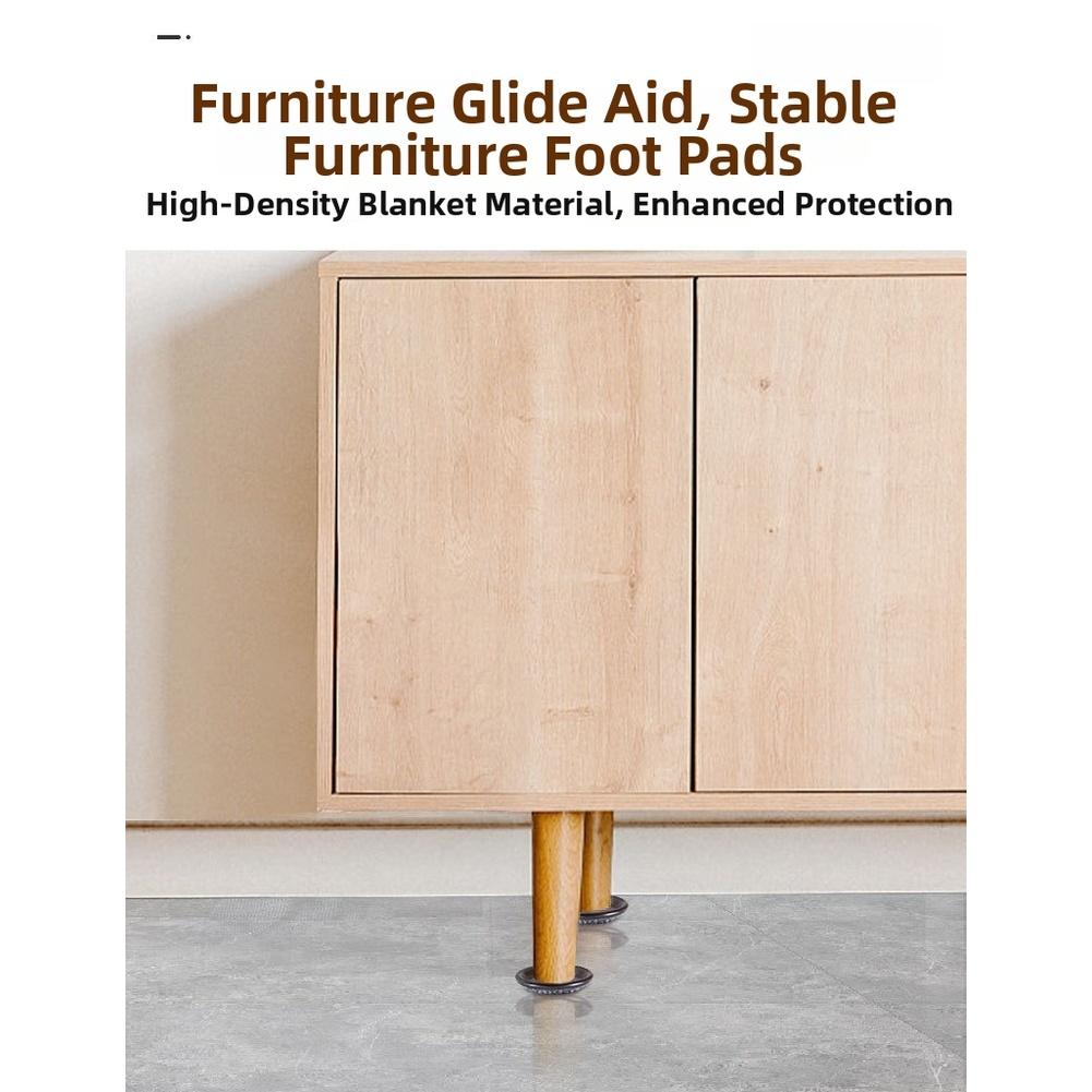 4pcs Furniture Leg Sliders Non Slip Flannel Pads Round Furniture Slider Movers For Chairs Tables Cabinets Floor Protect