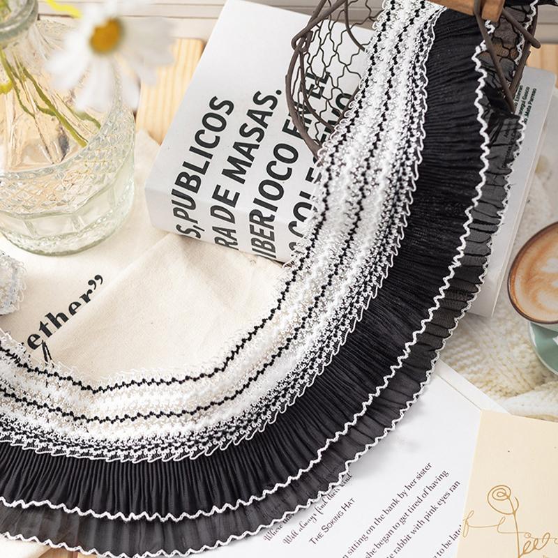5 Yards 11 cm Breite Elastisches Faltenstoff-Fransen-Kragen-Bündchen-Rüschen-Besatz DIY Uniform Kleid Saum Puppenkleidung Nähzubehör