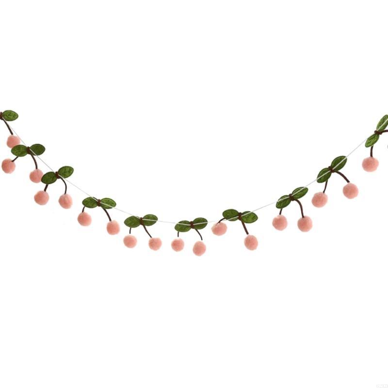 62KD Versatile Cherry Felt Balls String Craft Supply Create Magical Atmospheres
