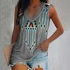 Damen-Tanktop mit V-Ausschnitt, weich, Retro, geometrisch, grafisch, Stammesethnisch, ärmellos