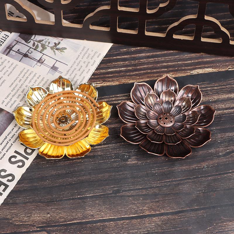 Alloy Incense Burner Stick Holder Plate Burner Plate Buddhism Coil Lotus Censer