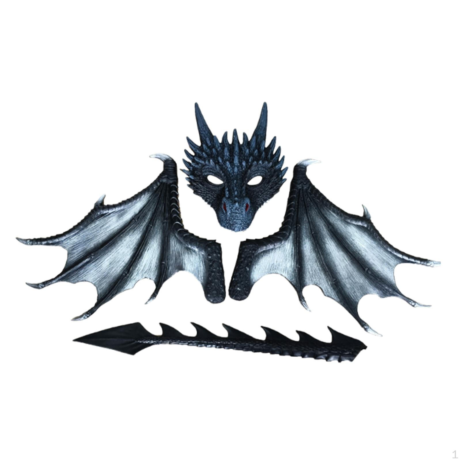 

Dragon Costume for , Dinosaur Tail Sets, Role Play, Halloween Disguise Stage Performances, чёрный