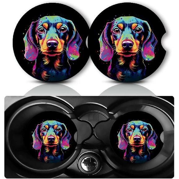 Car Coasters for Cup Holders,2 PCS Universal Non-Slip Black Leopard Print Car Coasters,2.75" Rubber Mat,Leopard Cars Accessories Cup Drink Holder