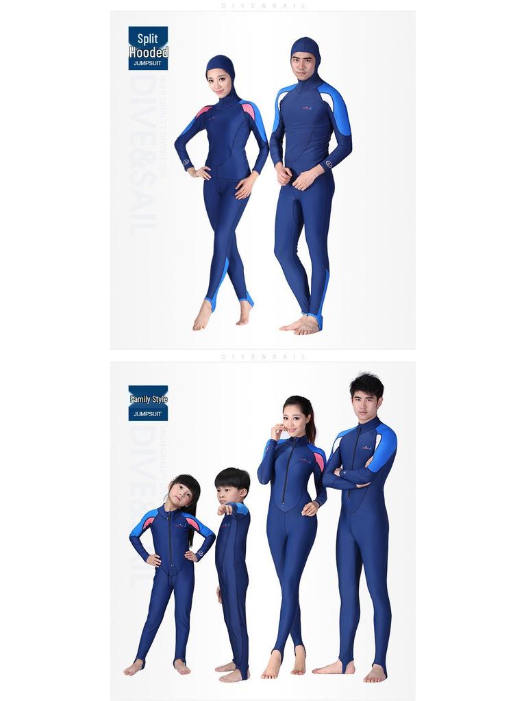 Divesail Unisex Long Sleeve Hooded Snorkeling Suit - Sun Protection, Waterproof, Jellyfish-Resistant Surfing Swimsuit