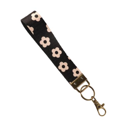 Nyckelring Hänge Rutigt Tryck Faux Läder Handledsrem Nyckelring Armband med Snabbfäste Fjäderring Kvinnor Nyckelhållare