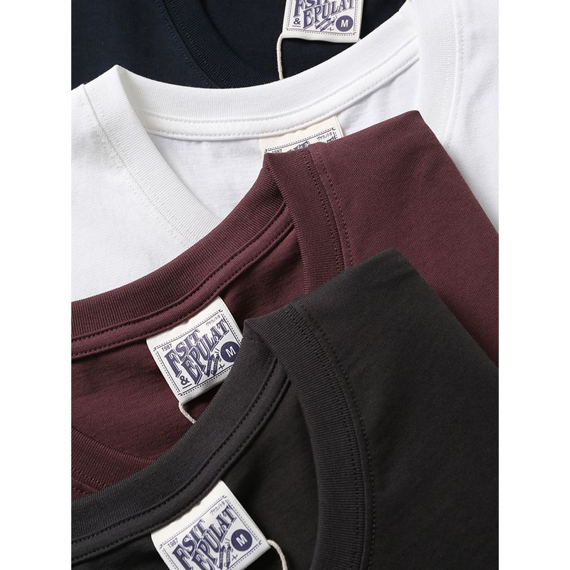 American vintage Cotton Fashion Brand Letter Embroidery Short sleeve T-shirt Men's Summer Bottoming Shirt Foreign Trade Men's Cotton T-shirt