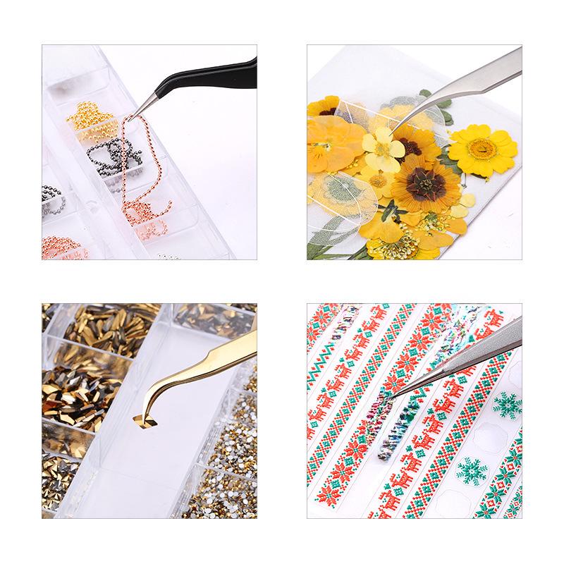 Black Stainless Steel Anti-static Manicure Tweezers - Pointed for Precision Nail Art and Crafting Tools