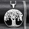 Aesthetic Tree of Life Love Heart Necklace for Women Men Stainless Steel Gold Color Lucky Amulet Chain Jewelry Necklace