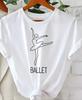 Camisetas brancas com arte em linha de bailarinas com estampas de arabescos piruetas e poses clssicas para danarinas professores e fs