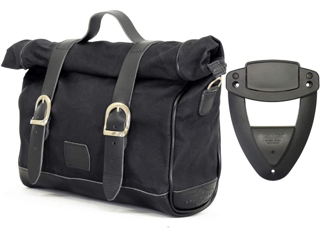 LONGRIDE Heritage Saddle Bag Roll Top Black HQR133WBLA CLICK-ON (9.5L)