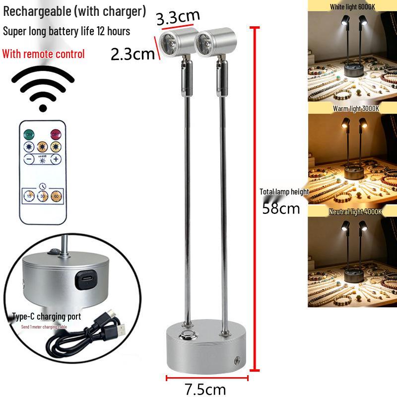 Remote-Controlled Long-Life Charging Spotlights for Jewelry Display Cases
