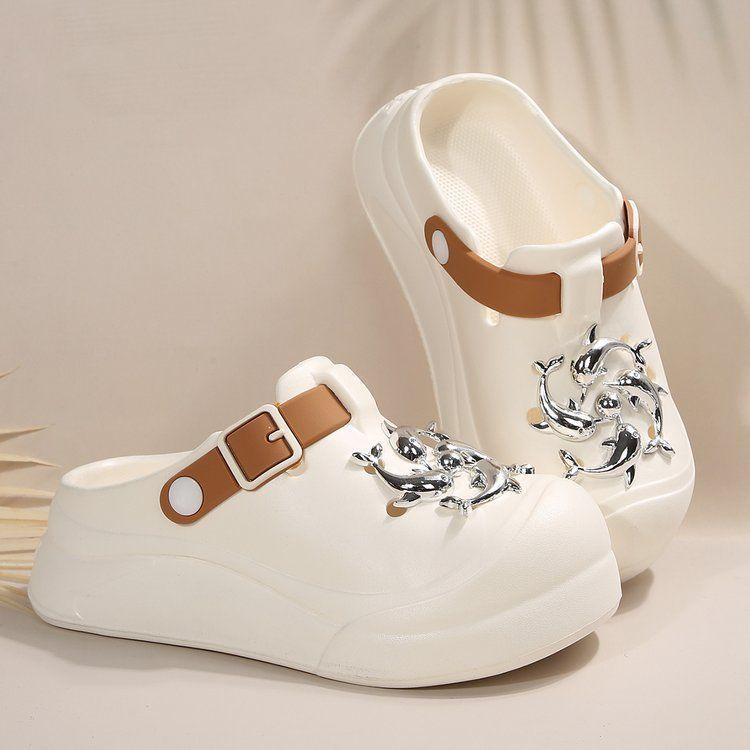 Outer Wear Thick-soled Office Sandals Show Feet, Small Bag Head, Half Drag Hole Shoes, Women's 2025 Summer and Autumn New Models