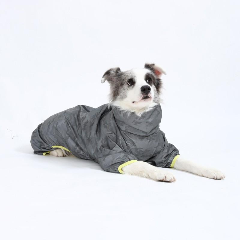 Reflective Camo Dog Raincoat Medium To Large Breeds Waterproof Windproof Fall Winter Pet Coat