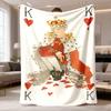 2026 Latest Flannel Blanket | Red & White King of Hearts, Soft Warm All-Season Throw for Sofa, Travel, Nap & Shawl, Contemporary Digital Print with Cr