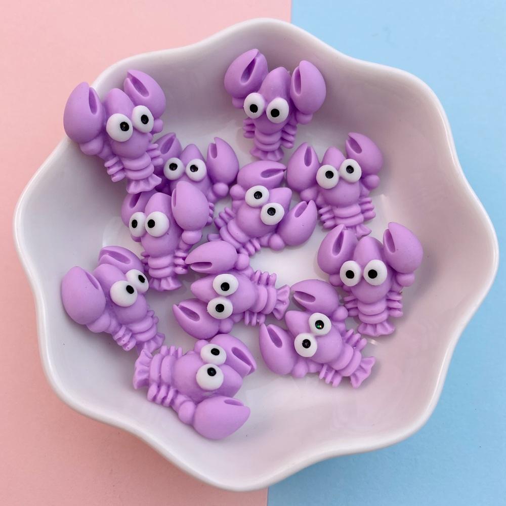 20Pcs New Cute Resin Crab, Lobster, Fish Ocean Series Flat Back Parts Embellishments For Hair Bows Accessories