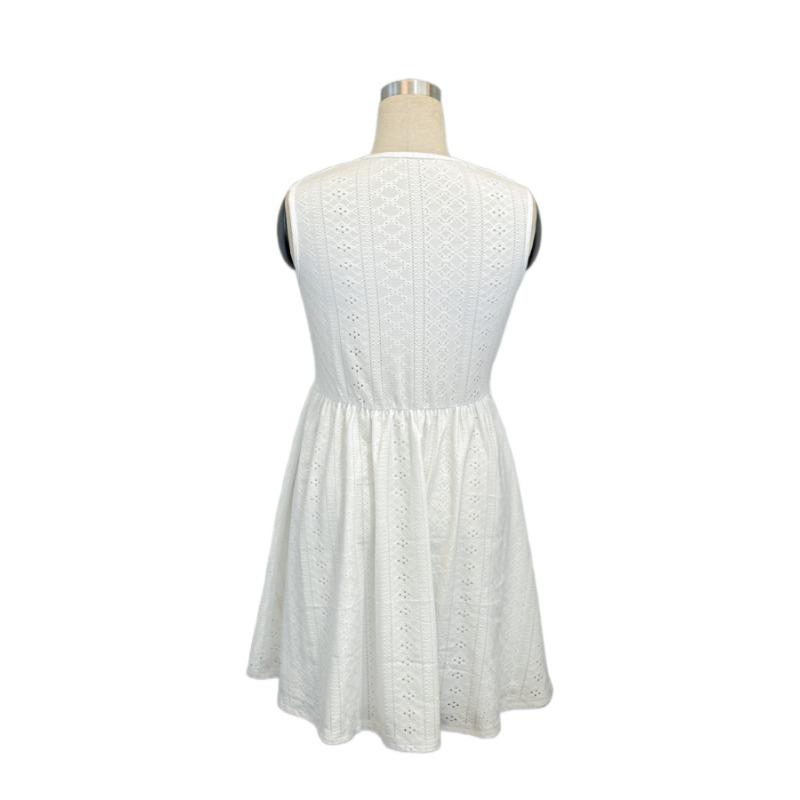 Letní elegantní dámské oblečení A Bez rukávů s výstřihem do V Krajkové žakárové ležérní šaty