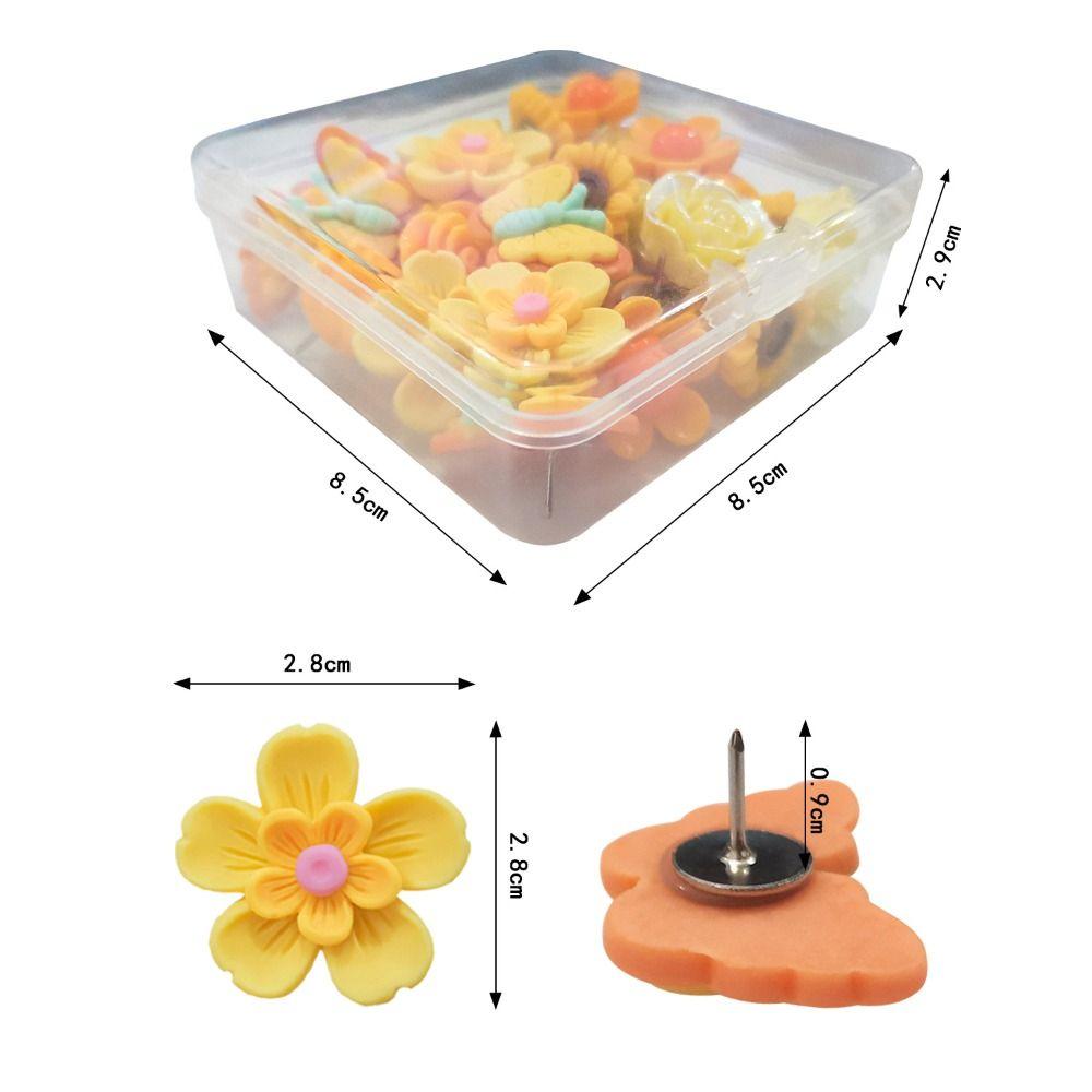 30Pcs 3D Flower Pushpins DIY Blackboard Push Pins Portable Thumb Tacks Corkboard