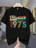 Men's Women Vintage Retro 1975 1977 Number T Shirt Tee Streetwear Oversized Loose Summer Casual Novelty Harajuku Birthday Gift