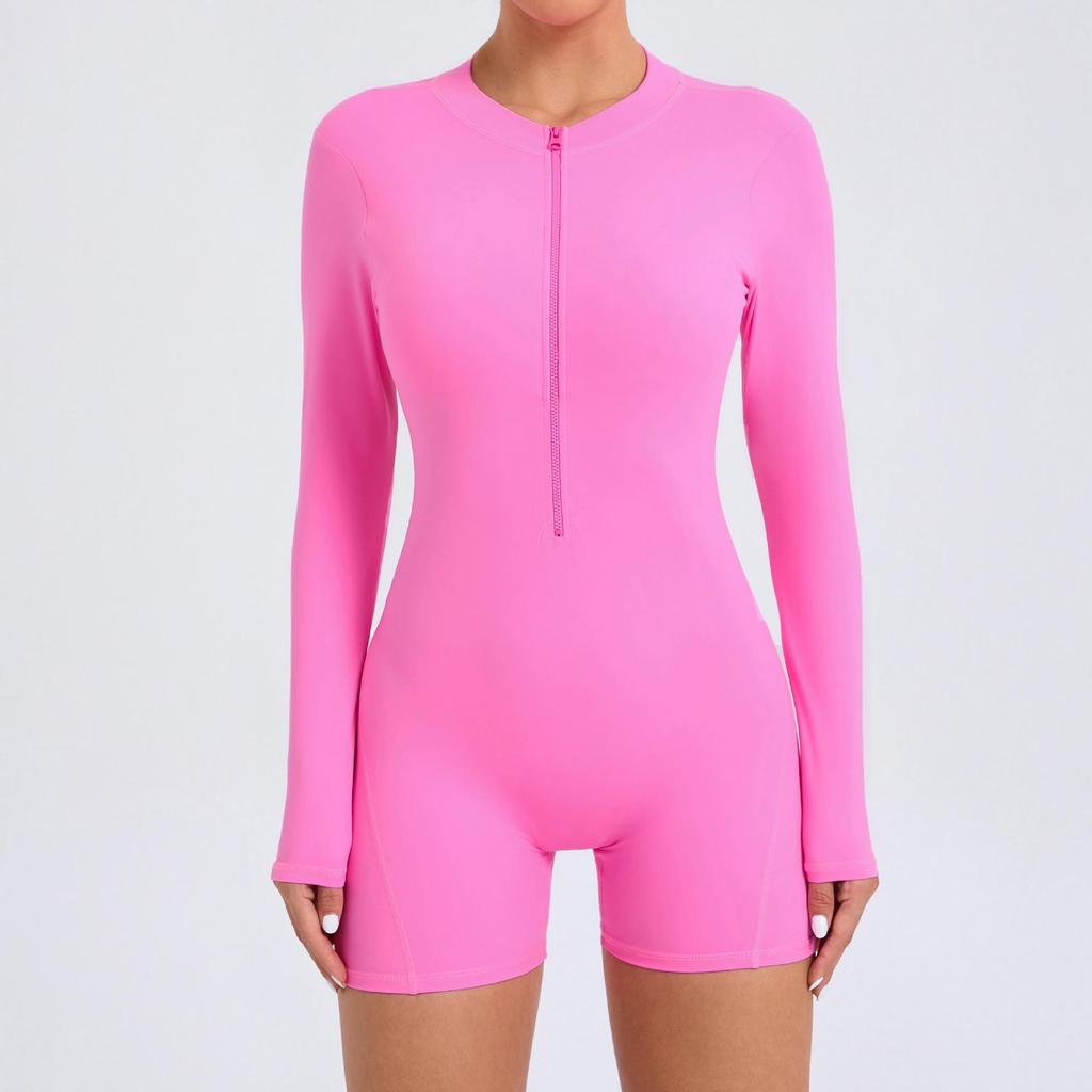 Chic One-Piece Zip Jumpsuit - Long-Sleeve, Backless Yoga Outfit & Sexy Fitness Wear