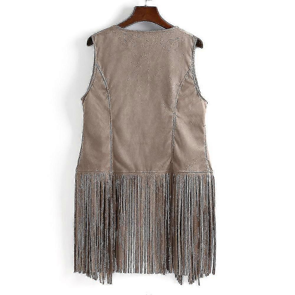 1920s Womens Cowboy Cowgirl Tassel Waistcoat Sleeveless Vest Hippie Jacket Retro Motorcycle Coat-yujia-yujia