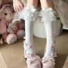 Lolita Lace Trim Cotton Knee Socks With Sweat Absorption For Girls