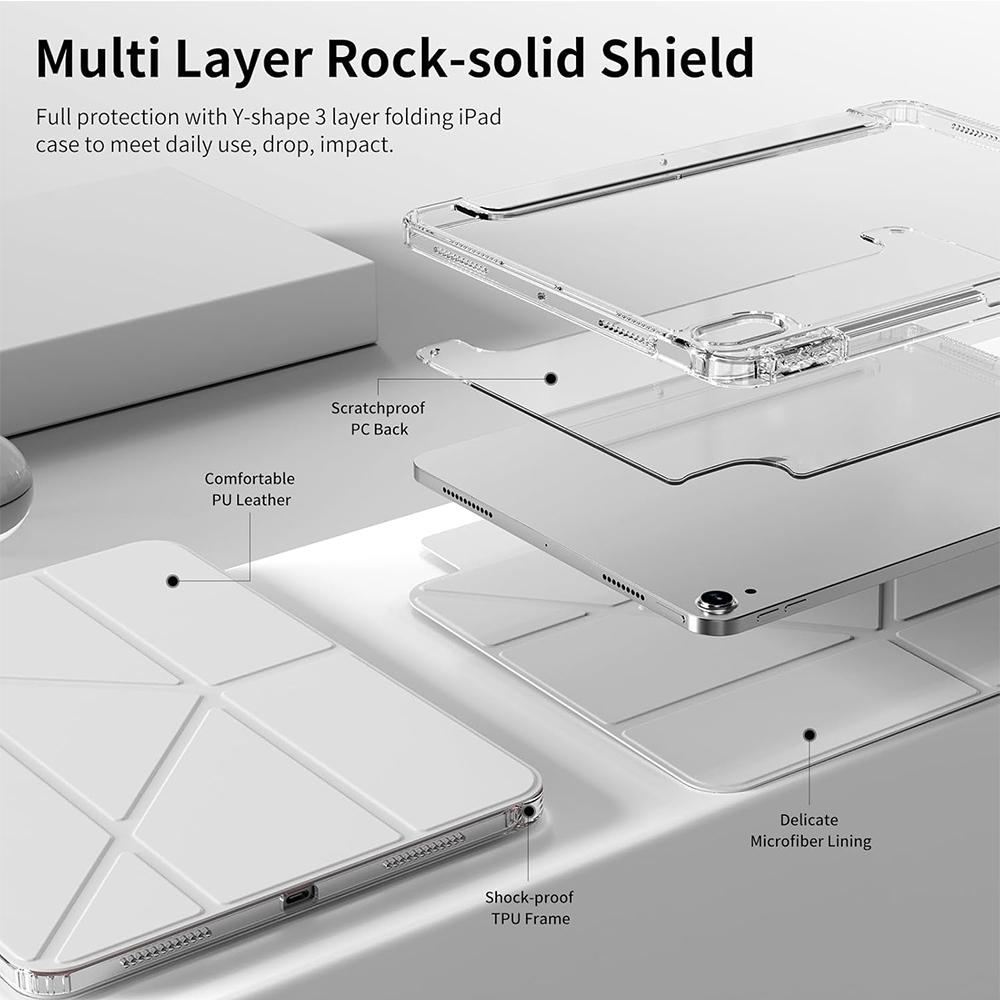Case for iPad 11th 10th 9th 8th 7th 6th 5th gen, For iPad Air 4 5 6 Y-Shaped Stand Case with Pencil Holder, Support Mutil Angles