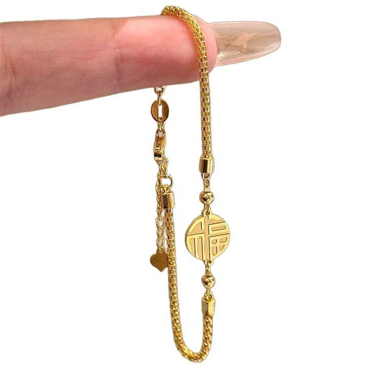New Chinese-style Color Blessing Bracelet Women's Light Luxury Niche Design High-end Sense Versatile New Lucky Hand Jewelry