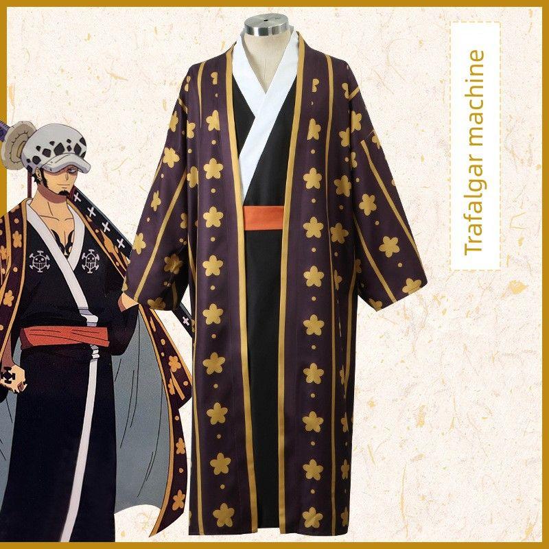 One Piece Movie Version Trafalgar Law Japanese Yukata Kimono Set Cosplay Costume Set Halloween
