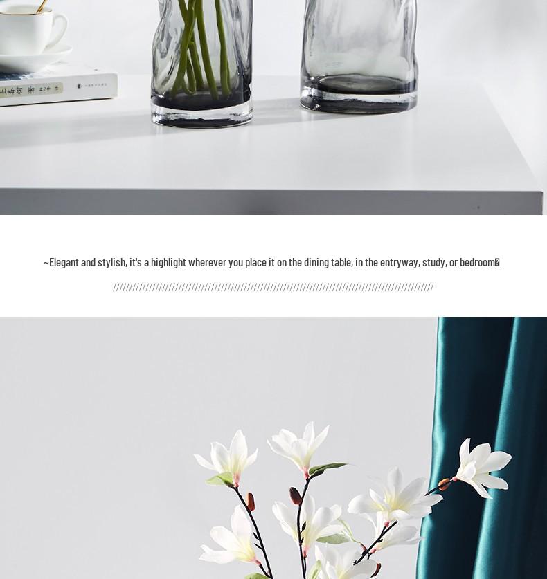 Creative Gray Pleated Glass Vase for Fresh Flowers and Lilies – Twisted Pattern Living Room Ornament