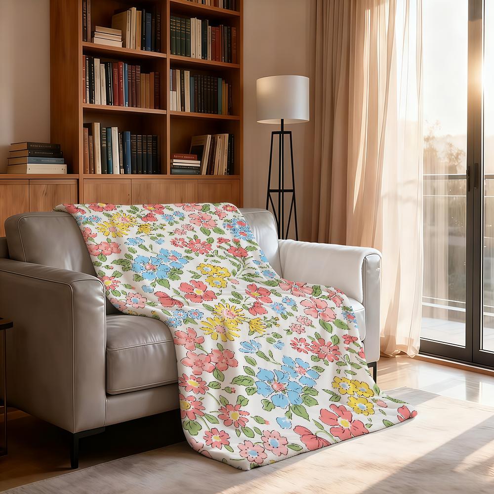 Modern Flower Pattern Blanket Soft Throw Blanket for Home Bedroom Bed Sofa Picnic Travel Office Rest Cover Blanket Gift