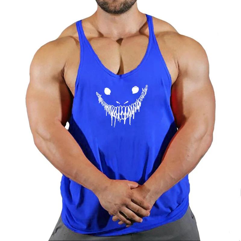 Muscle Top Fitness Men Cotton Tanktop Gym Stringer Sleeveless Shirt Male Workout Tank Bodybuilding Vest Running Clothes