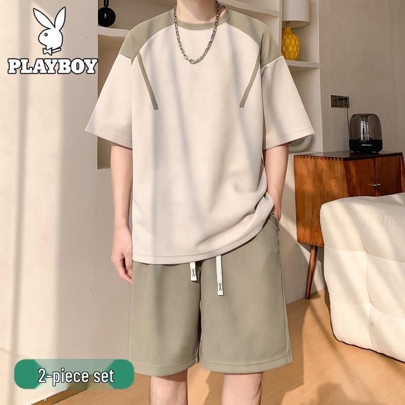 Мужской летний дышащий комплект из футболки и шорт PLAYBOY XL