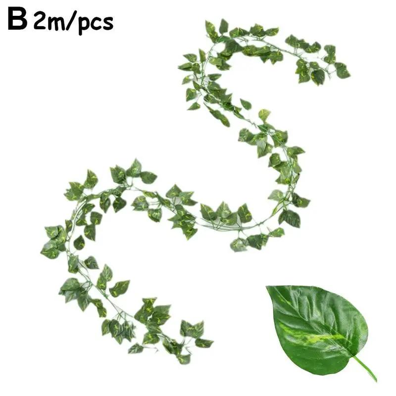 

2M Leaf Vine Artificial Hanging Plants Liana Silk Fake Ivy Leaves for Wall Green Garland Decoration Home Decoration Party V Q9P6