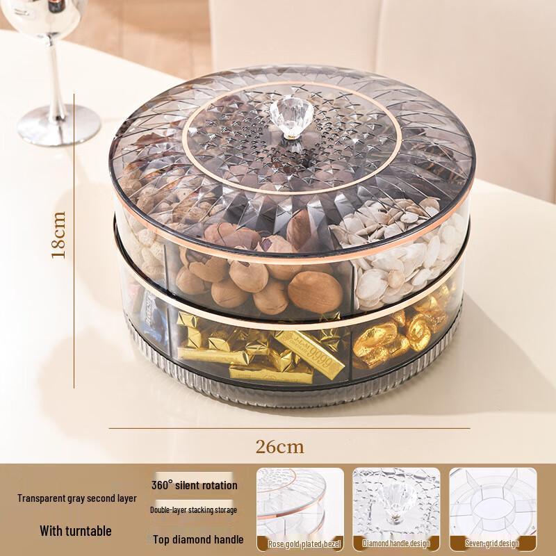 Rotating Double-Layer Snack and Fruit Tray