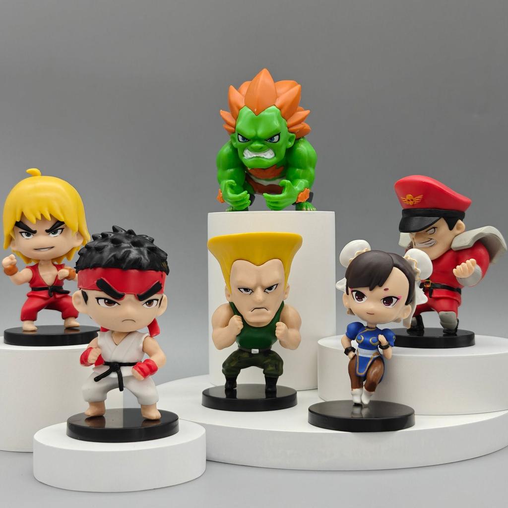 6pcs/set Game Street Fighter CHUN LI RYU Ken Guile Akuma PVC Action Figure Collectible Model Toys