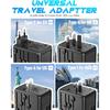 Universal Travel Adapter 35W PD Fast Charging Offers 3X2.4A USB-A Ports, 2X USB-C Ports and Multi AC Outlet, International Plug Converter Worldwide