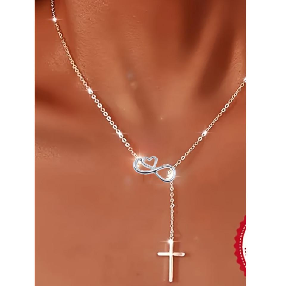 C124 Necklace Hot Sale Simple Lucky Number 8 Cross Short Necklace Jewelry