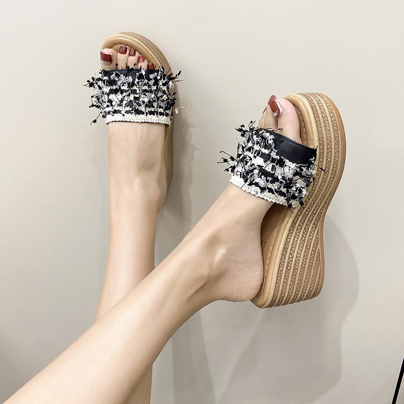 Fashion Female Casual Slingbacks Sandals Glitter PU Wedge Platform Comfortable Sandals for Women Summer Sandalias De Mujer 34-40