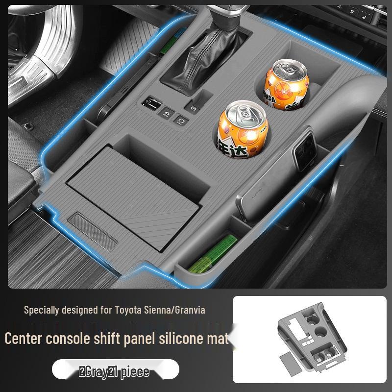 Нескользящий силиконовый коврик для консоли и подстаканников Toyota Sienna/Granvia 21-26 Toyota Sienna/Granvia Compatible